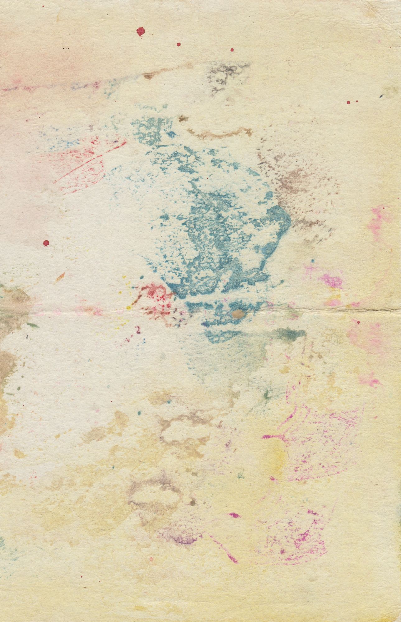 Watercolor paint and ink marks on cream paper